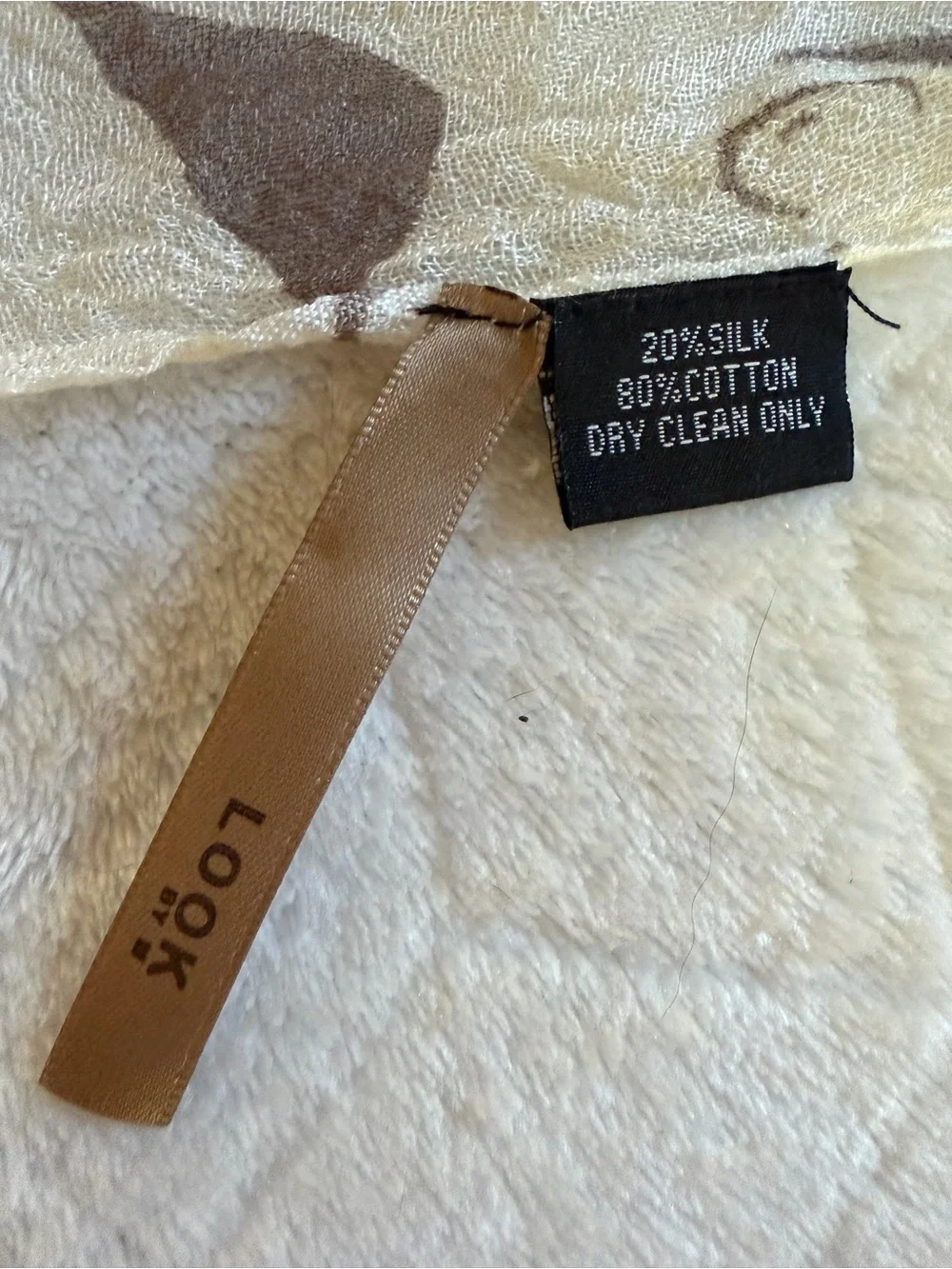 LOOK by M silk blend fringe scarf brown cream gorgeous OS